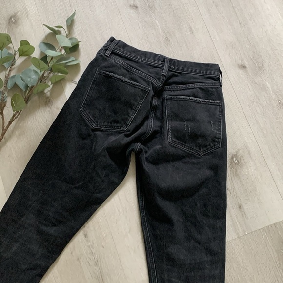 Agolde Jamie high rise jeans size 27 distressed Black Wash Classic Tapered Denim - Picture 15 of 16